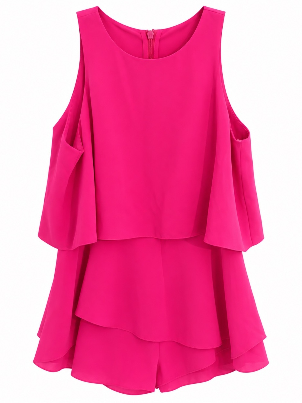 River Island Petite Hot Pink Layered Ruffle Romper Playsuit UK 12 EUR 38